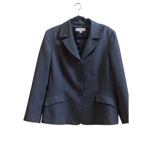 Le Suit Essentials Womens Pinstripe Blazer Jacket Size 18 Black Polyester Blend